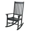 Acacia Wood Porch Rocking Chair, Wooden Rocking Chair Rocker with High Back & Armrest