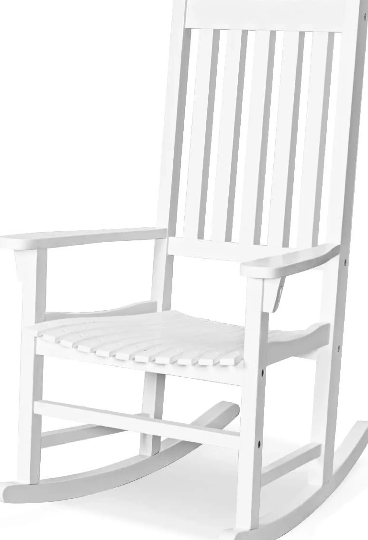 Acacia Wood Porch Rocking Chair, Wooden Rocking Chair Rocker with High Back & Armrest