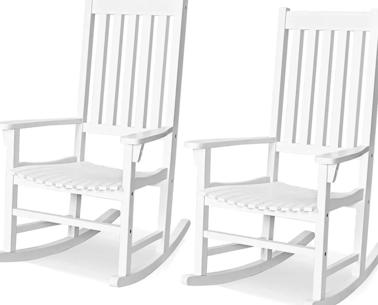 Acacia Wood Porch Rocking Chair, Wooden Rocking Chair Rocker with High Back & Armrest