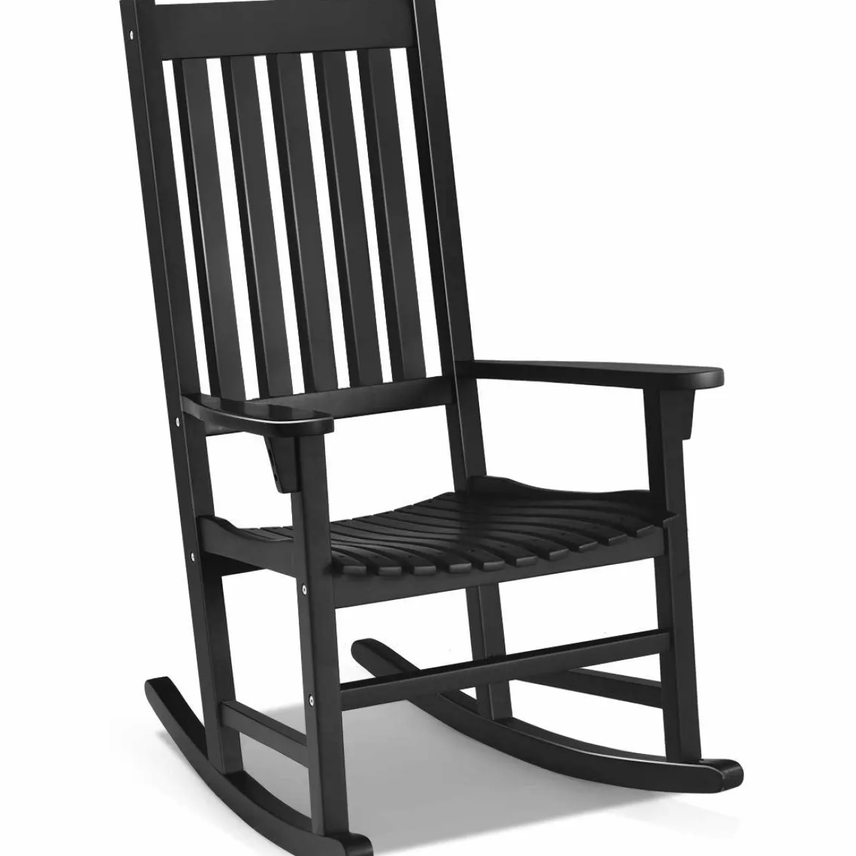 Acacia Wood Porch Rocking Chair, Wooden Rocking Chair Rocker with High Back & Armrest