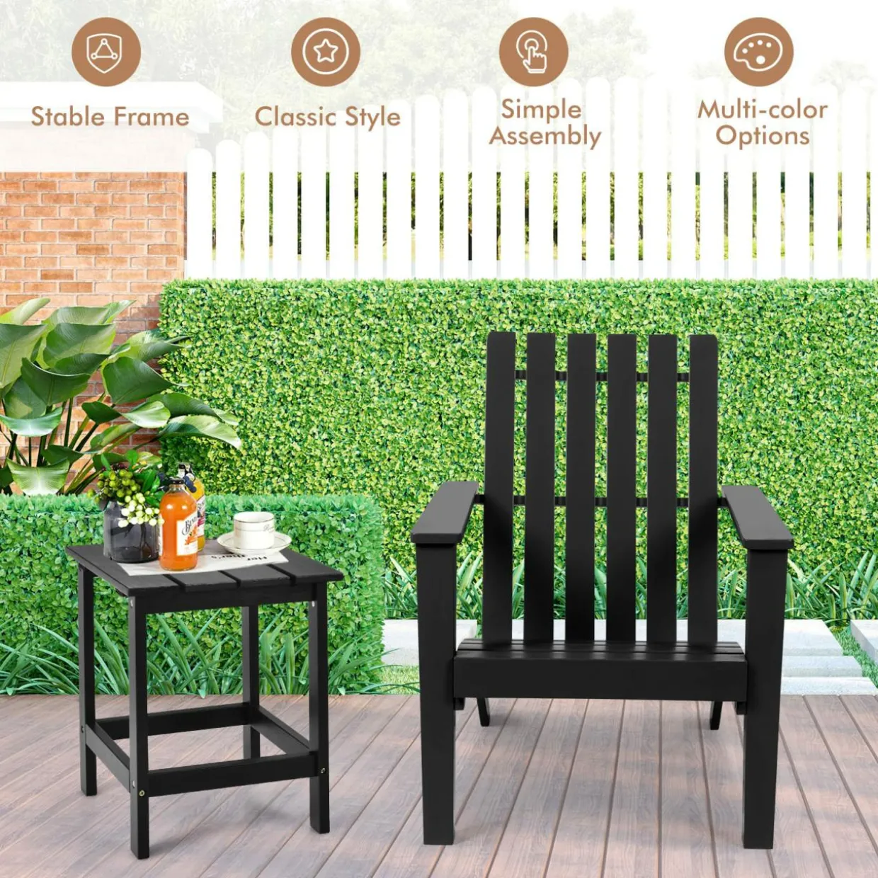 Adirondack Chair Acacia Wood Outdoor Armchairs, Weather Resistant for Patio Garden Backyard Deck Fire Pit