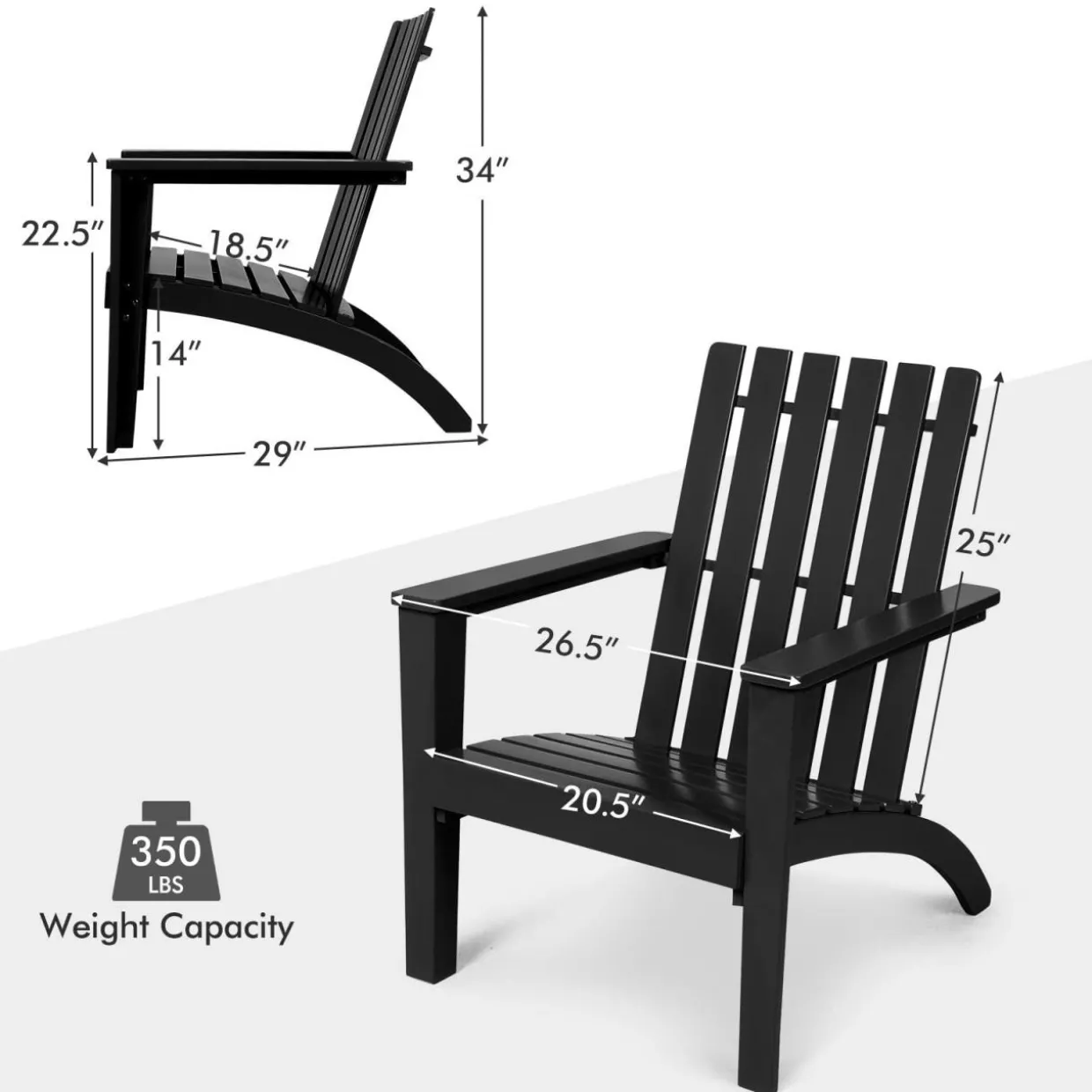 Adirondack Chair Acacia Wood Outdoor Armchairs, Weather Resistant for Patio Garden Backyard Deck Fire Pit
