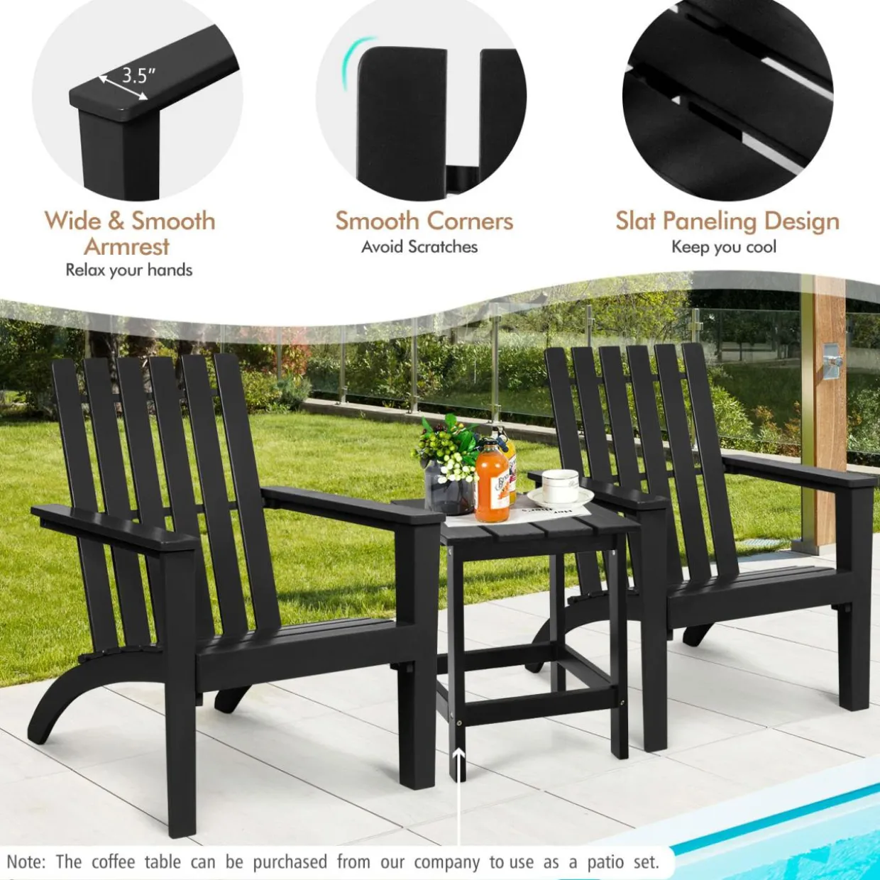Adirondack Chair Acacia Wood Outdoor Armchairs, Weather Resistant for Patio Garden Backyard Deck Fire Pit