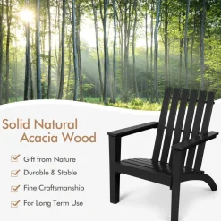 Adirondack Chair Acacia Wood Outdoor Armchairs, Weather Resistant for Patio Garden Backyard Deck Fire Pit