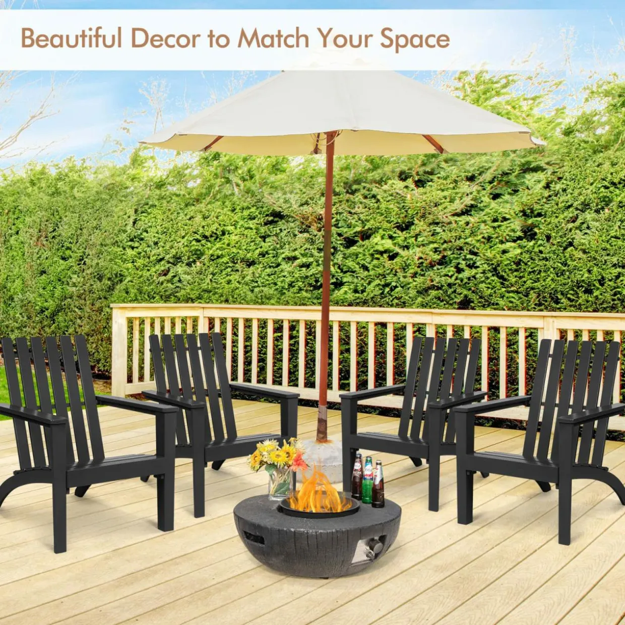 Adirondack Chair Acacia Wood Outdoor Armchairs, Weather Resistant for Patio Garden Backyard Deck Fire Pit