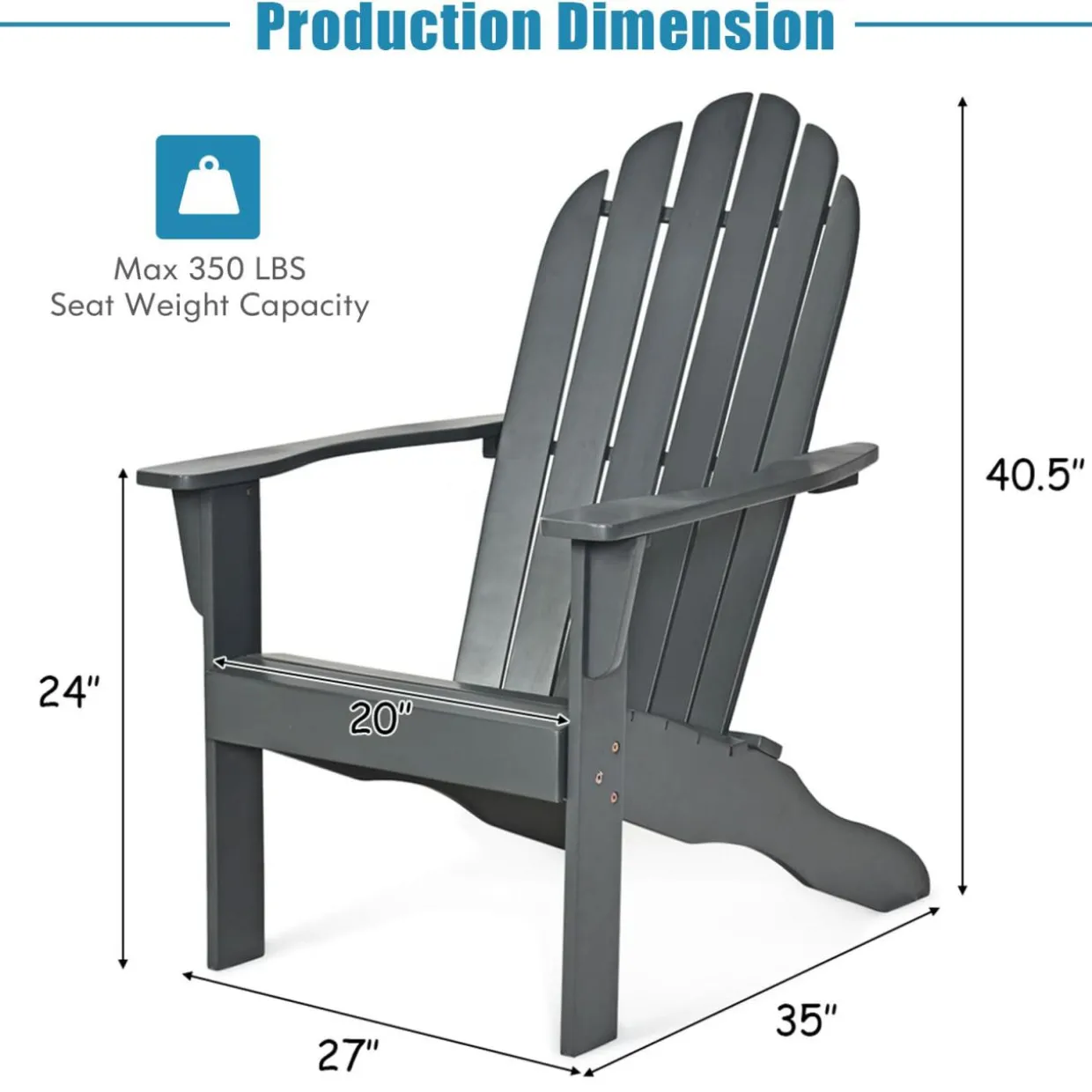 Adirondack Chair, for Patio Deck Lawn Backyard, Garden Adirondack Furniture