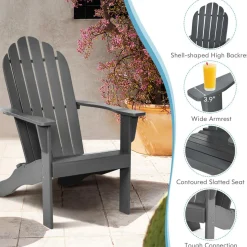 Adirondack Chair, for Patio Deck Lawn Backyard, Garden Adirondack Furniture
