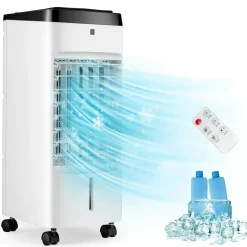 Air Cooler, 3-in-1 Portable Quiet Swamp Cooler and Humidifier with Remote