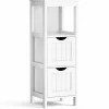 Bathroom Floor Cabinet, Wooden Storage Cabinet w/2 Adjustable Drawers