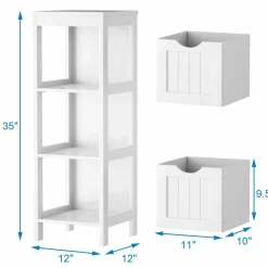 Bathroom Floor Cabinet, Wooden Storage Cabinet w/2 Adjustable Drawers