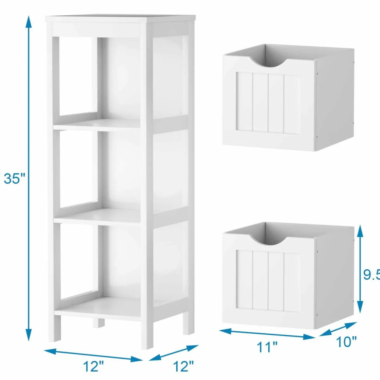 Bathroom Floor Cabinet, Wooden Storage Cabinet w/2 Adjustable Drawers