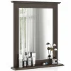 Bathroom Wall Mirror with Shelf, Square Makeup Mirror Wall Hanging Mirror