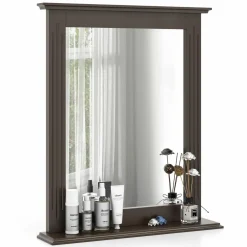 Bathroom Wall Mirror with Shelf, Square Makeup Mirror Wall Hanging Mirror