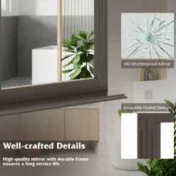 Bathroom Wall Mirror with Shelf, Square Makeup Mirror Wall Hanging Mirror