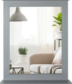 Bathroom Wall Mirror with Shelf, Square Makeup Mirror Wall Hanging Mirror