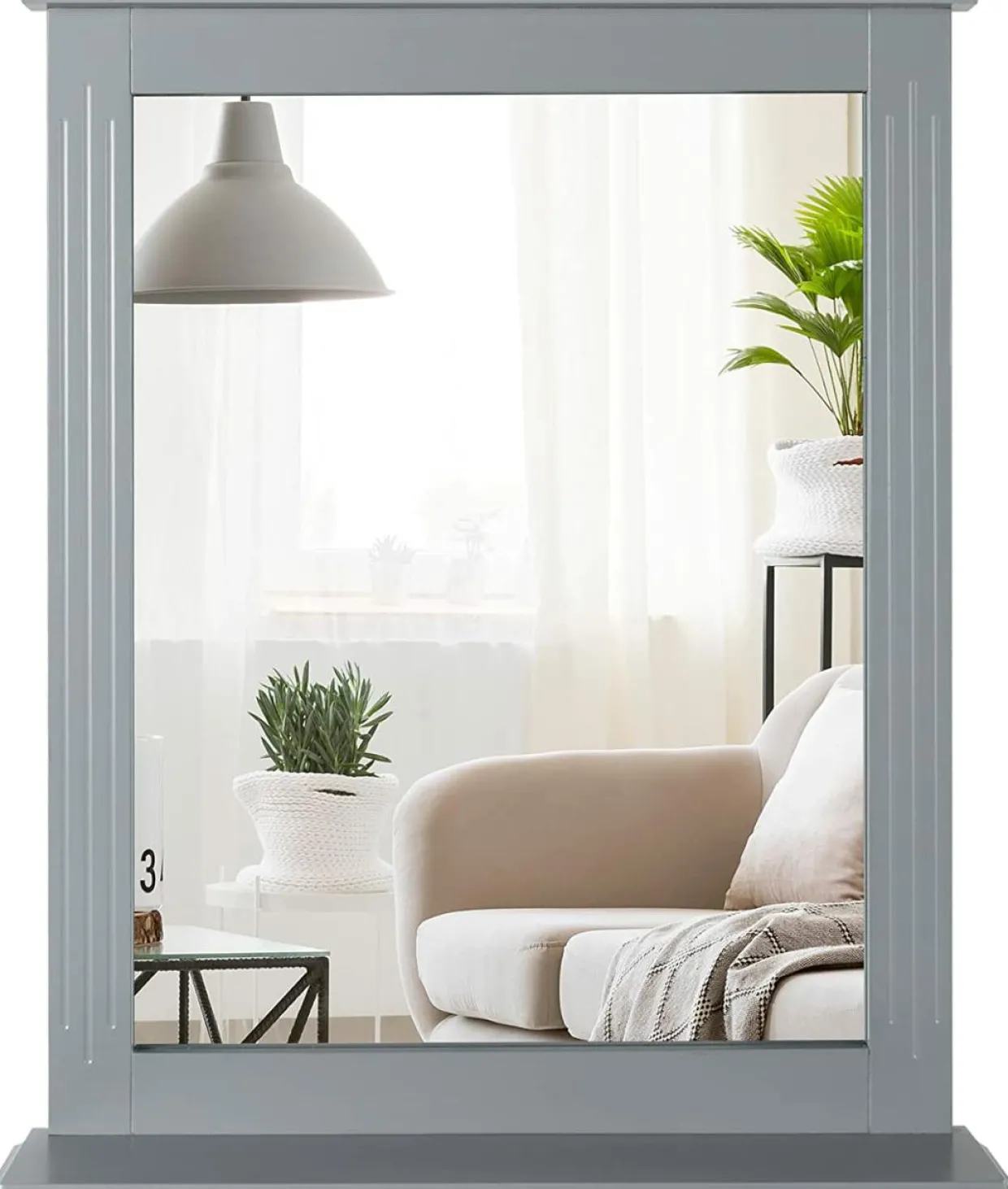 Bathroom Wall Mirror with Shelf, Square Makeup Mirror Wall Hanging Mirror
