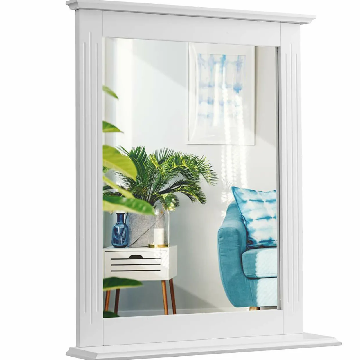 Bathroom Wall Mirror with Shelf, Square Makeup Mirror Wall Hanging Mirror