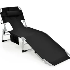 Beach Chaise Lounge Chair with Hole for Face, for Outdoor Backyard Poolside