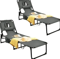 Beach Chaise Lounge Chair with Hole for Face,  for Outdoor Backyard Poolside