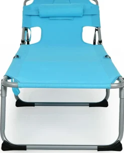 Beach Chaise Lounge Chair with Hole for Face,  for Outdoor Backyard Poolside