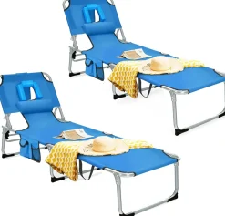 Beach Chaise Lounge Chair with Hole for Face,  for Outdoor Backyard Poolside