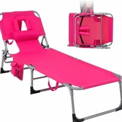 Beach Chaise Lounge Chair with Hole for Face,  for Outdoor Backyard Poolside