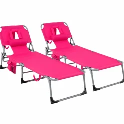 Beach Chaise Lounge Chair with Hole for Face,  for Outdoor Backyard Poolside