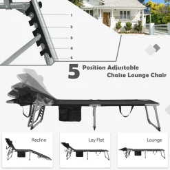 Beach Chaise Lounge Chair with Hole for Face,  for Outdoor Backyard Poolside