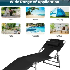 Beach Chaise Lounge Chair with Hole for Face,  for Outdoor Backyard Poolside