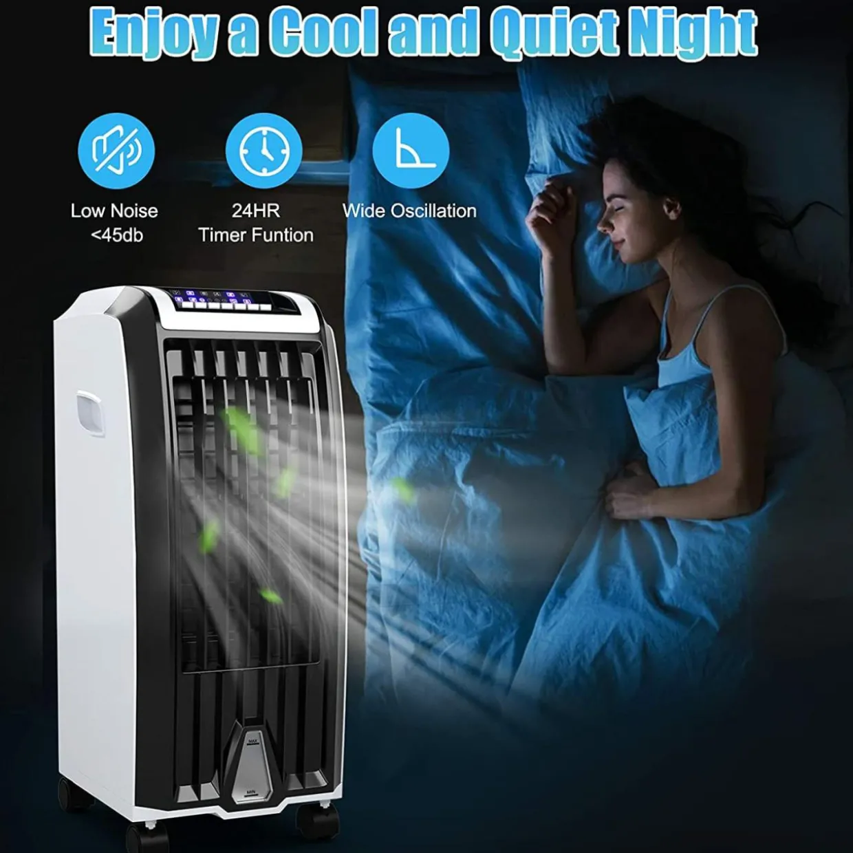 Bladeless Air Cooling Fan with Remote Control, 3 Modes