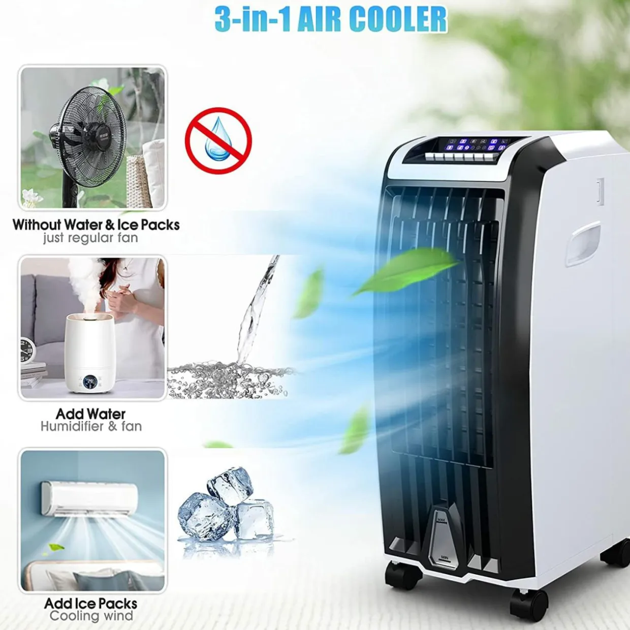 Bladeless Air Cooling Fan with Remote Control, 3 Modes