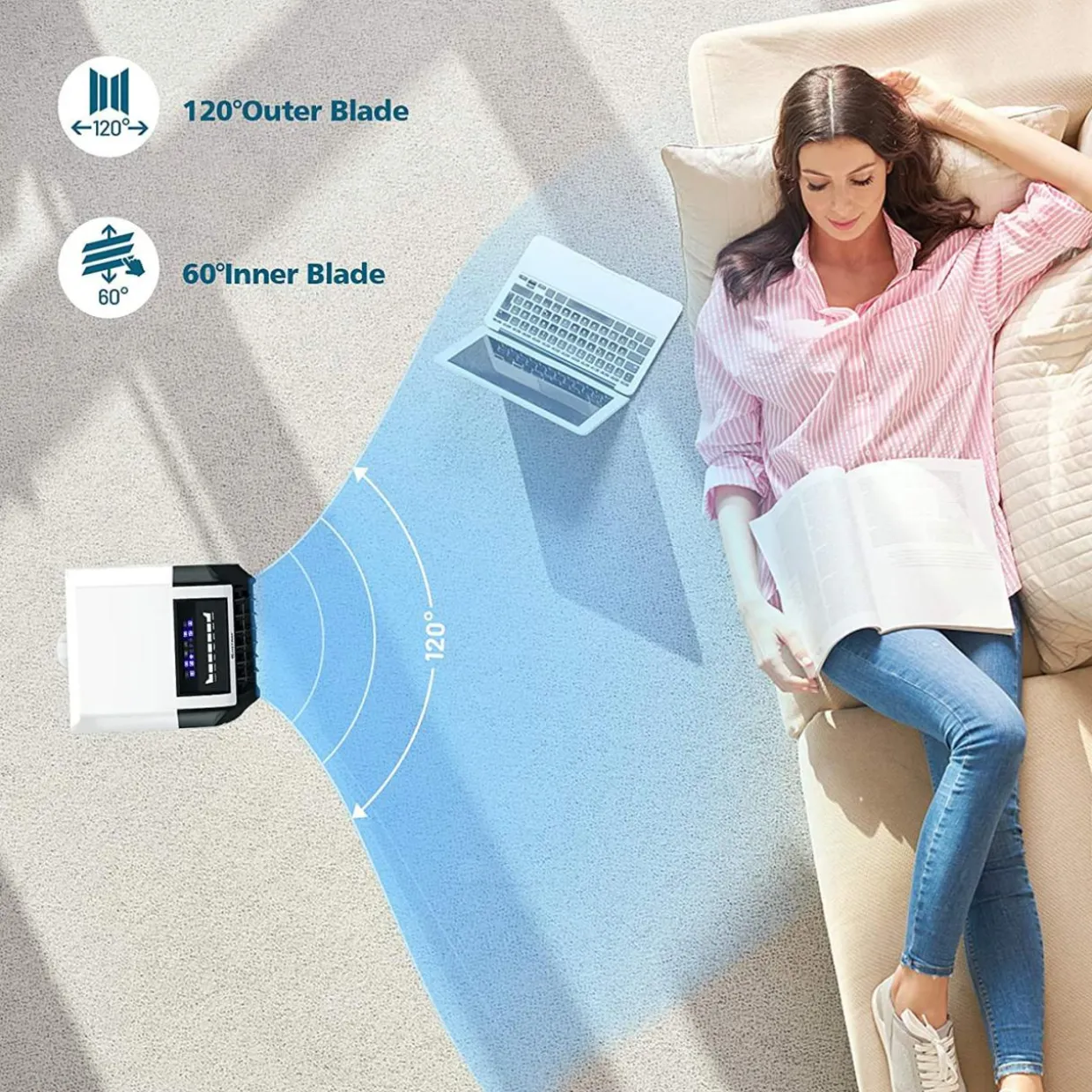 Bladeless Air Cooling Fan with Remote Control, 3 Modes