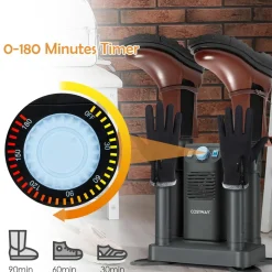 Boot Dryer, Shoe Dryer with 180 Mins Timer & Heating Blower