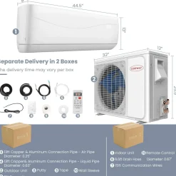 23000 BTU Mini Split Air Conditioner& Heater,18.5 SEER2 208-230V Wall-Mounted Ductless AC Unit Cools Rooms up to 1500 Sq. Ft