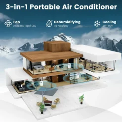 8000 BTU Portable Air Conditioner, Personal AC Unit with Dehumidifier & Fan Mode, Sleep Mode, 24H Timer