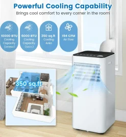 10000 BTU Portable Air Conditioner, with Fan & Dehumidifier Mode, Quiet AC Unit with Sleep Mode