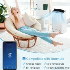 15000 BTU Portable Air Conditioner, with Heat, Auto Swing 4-in-1 AC Unit for Rooms up to 800 Sq.Ft, with Built-in Dehumidifier