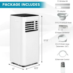 8000 BTU Portable Air Conditioner, 3 in 1 AC Cooling Unit with Remote Control, Dehumidifier, Sleep Mode