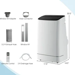 15000 BTU Portable Air Conditioner, with Heat, Auto Swing 4-in-1 AC Unit for Rooms up to 800 Sq.Ft, with Built-in Dehumidifier