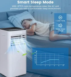 10000 BTU Portable Air Conditioner, with Fan & Dehumidifier Mode, Quiet AC Unit with Sleep Mode
