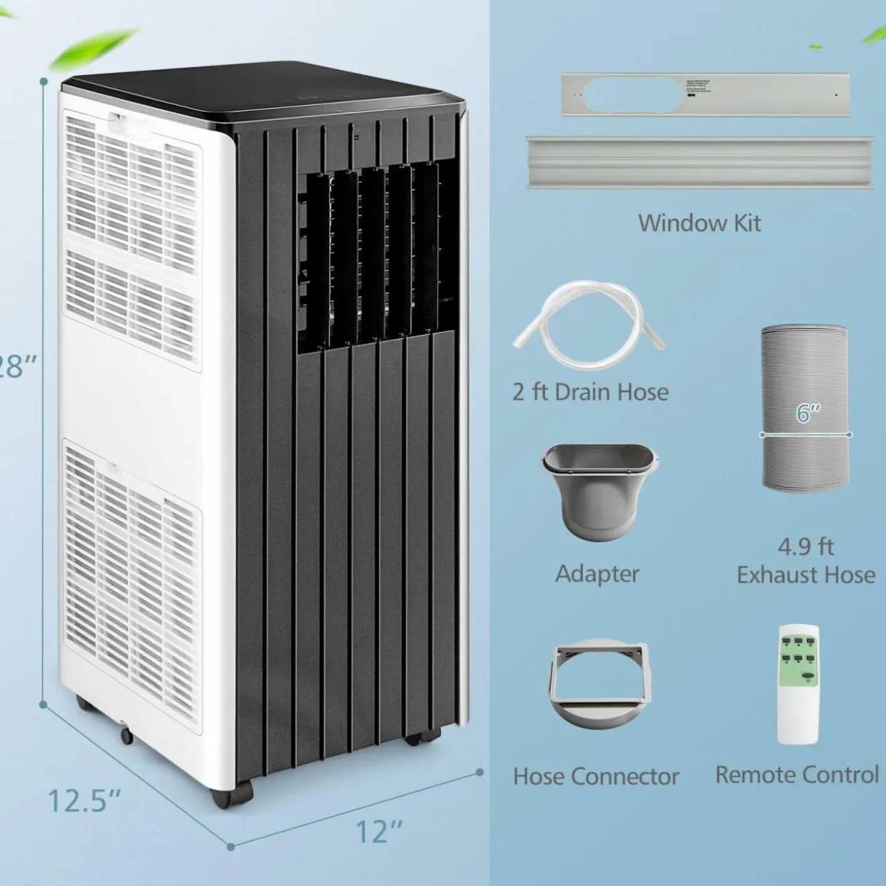 8000 BTU Portable Air Conditioner, 3-in-1 AC Cooling Unit with Remote Control, Dehumidifier & 24H Timer