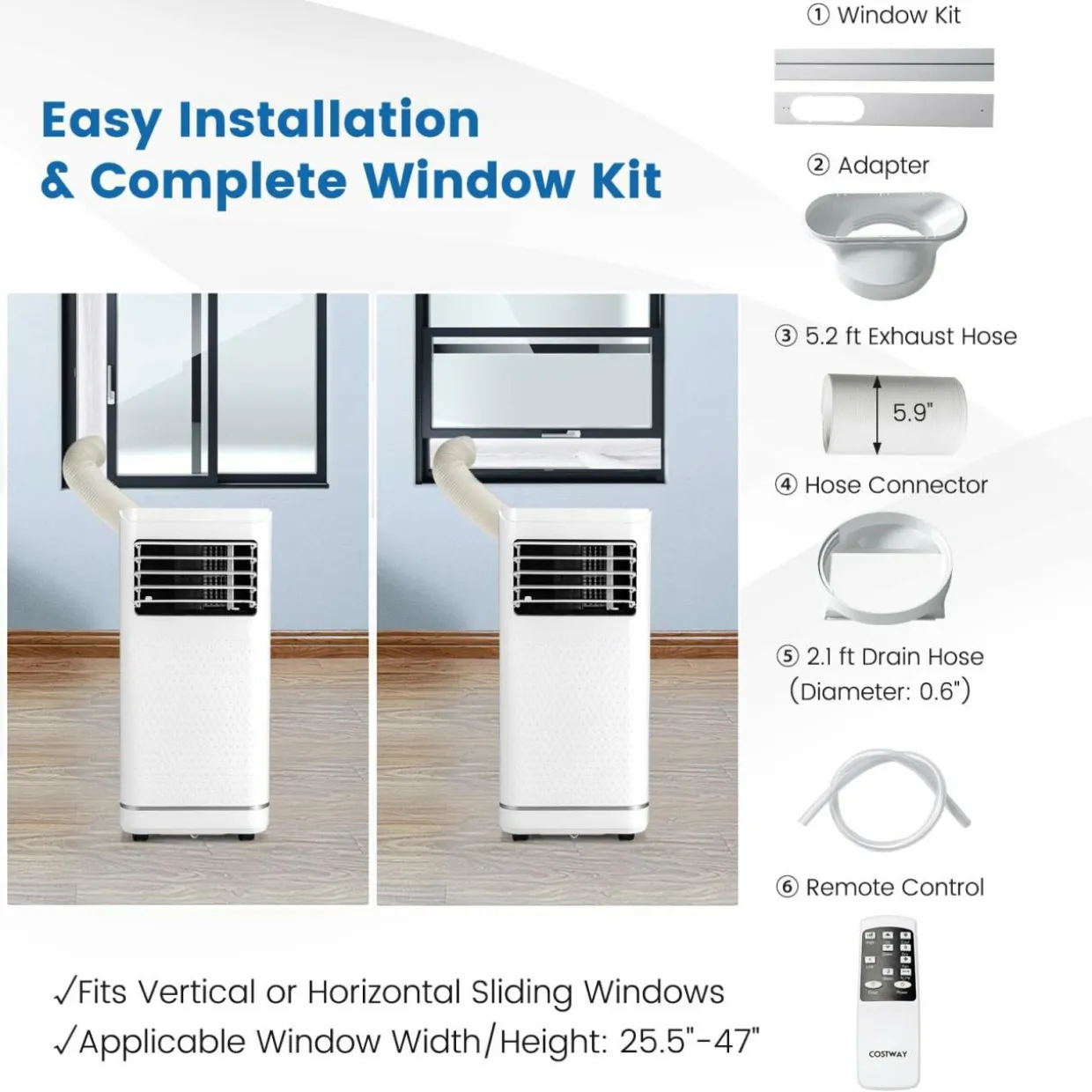 8000 BTU Portable Air Conditioner, Personal AC Unit with Dehumidifier & Fan Mode, Sleep Mode, 24H Timer