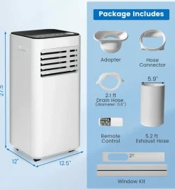 10000 BTU Portable Air Conditioner, with Fan & Dehumidifier Mode, Quiet AC Unit with Sleep Mode