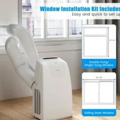 12000 BTU Portable Air Conditioner, with Dual Hose, Remote Control