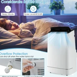 15000 BTU Portable Air Conditioner, with Heat, Auto Swing 4-in-1 AC Unit for Rooms up to 800 Sq.Ft, with Built-in Dehumidifier