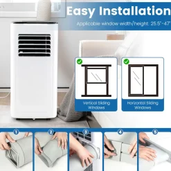 9000 BTU Portable Air Conditioner, 3-in-1 AC Cooling Unit with Remote Control, Dehumidifier, 24H Timer