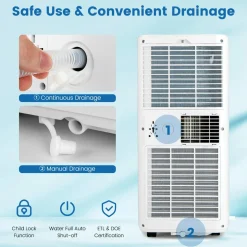8000 BTU Portable Air Conditioner, Personal AC Unit with Dehumidifier & Fan Mode, Sleep Mode, 24H Timer