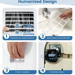 9000 BTU Portable Air Conditioner, 3-in-1 AC Cooling Unit with Remote Control, Dehumidifier, 24H Timer