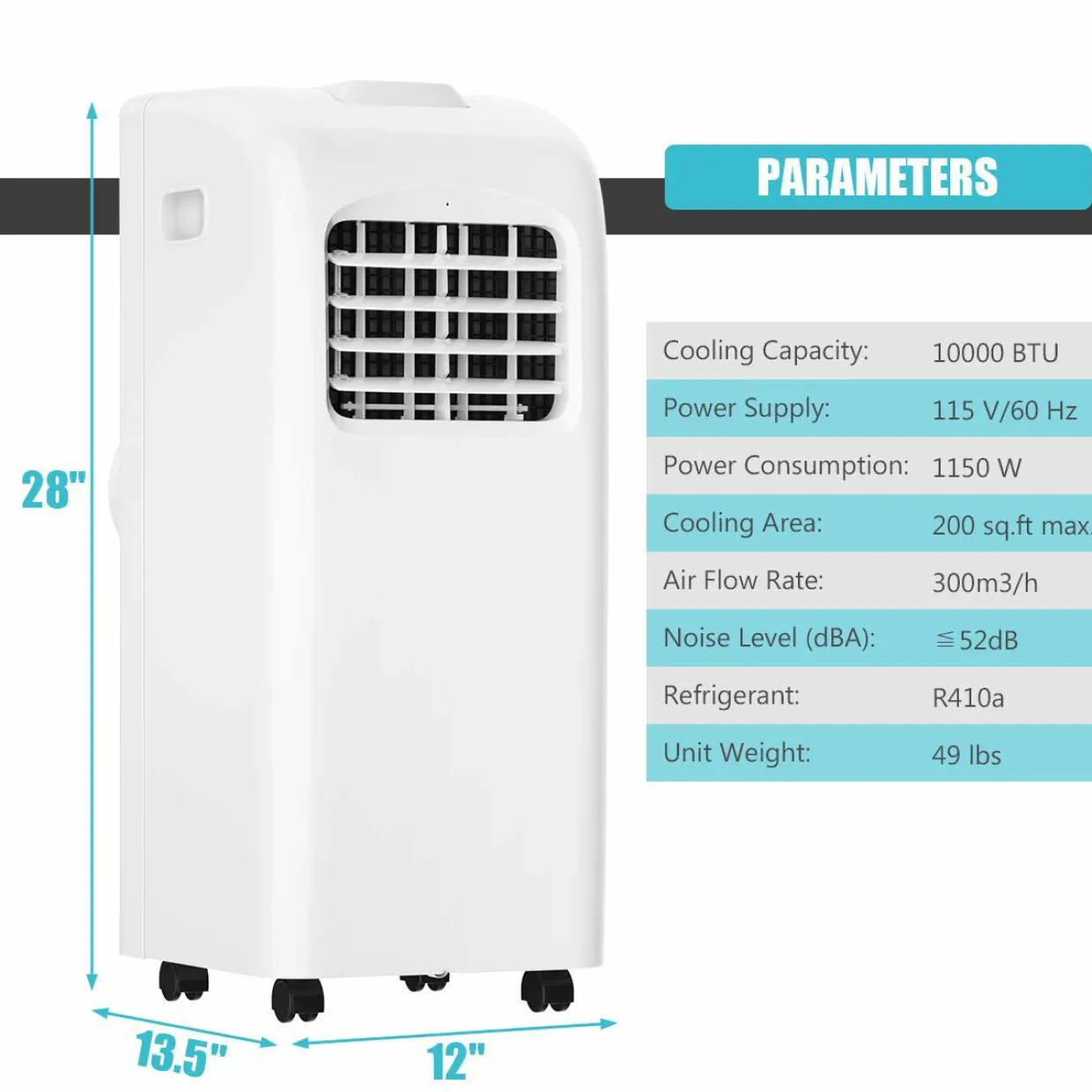 8000 BTU Portable Air Conditioner with Remote Control