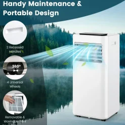 10000 BTU Portable Air Conditioner, 3-in-1 Room AC Unit with Remote Control, Dehumidifier